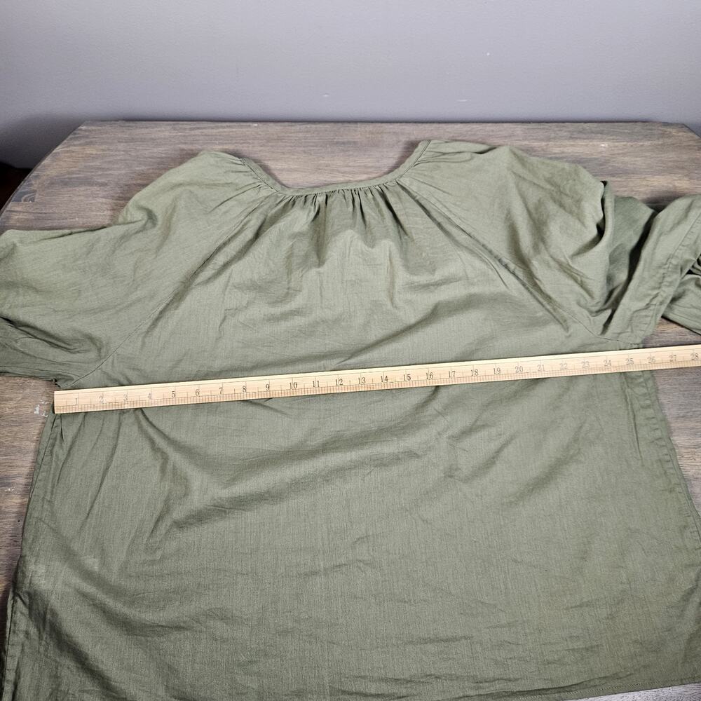 Banana Republic Light Green Peasant Blouse XL Ruffle V-Neck Flowy Draped Top - Picture 5 of 5